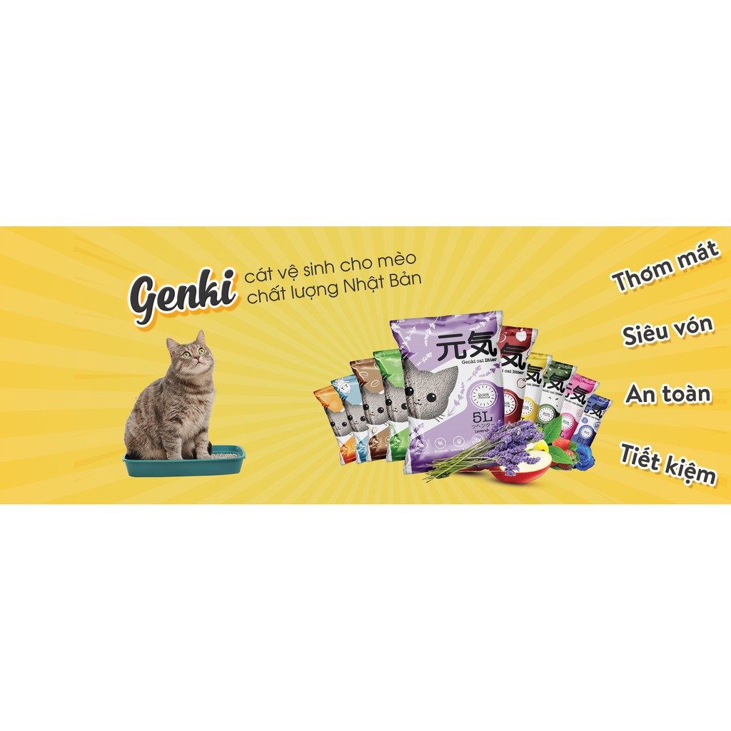 Cát vệ sinh cho mèo Genki - vón cục nhanh - khử mùi tốt