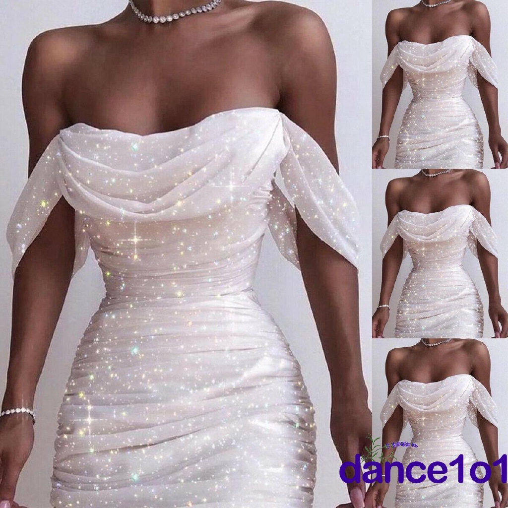 Đầm ôm trễ vai lấp lánh phong cách thời trang quyến rũ dành cho nữ