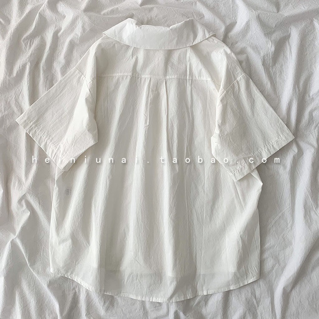 Áo sơ mi hàn quốc A.217, áo sơ mi trơn cổ bèo cộc tay hai màu cực xinh | BigBuy360 - bigbuy360.vn