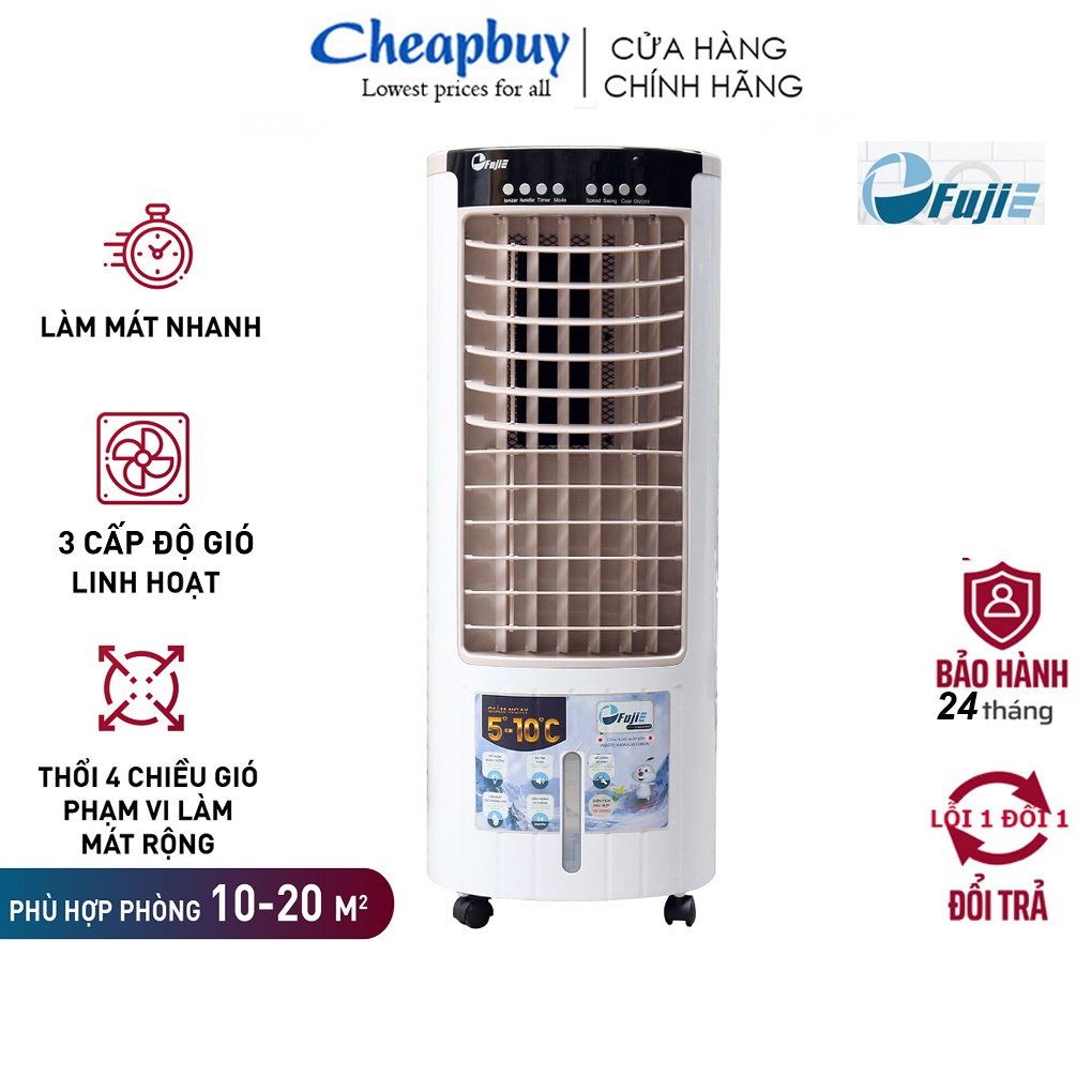 Quạt làm mát không khí phòng 20m2 nhập khẩu FUJIE AC-17C, điều khiển từ xa, ion âm diệt vi khuẩn- BH 2 năm