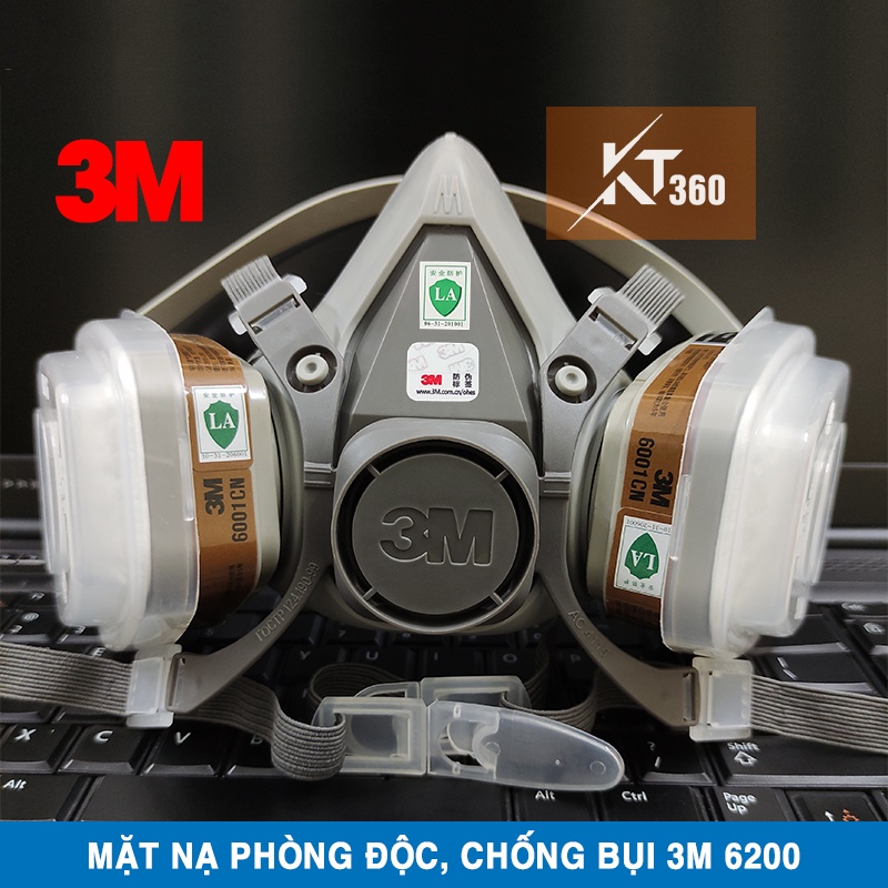 Mặt Nạ Chống Độc Sơn, PU, Thuốc Trừ Sâu, Bụi Mịn, Hóa Chất. Mặt Nạ Phòng Độc 3M 6200.