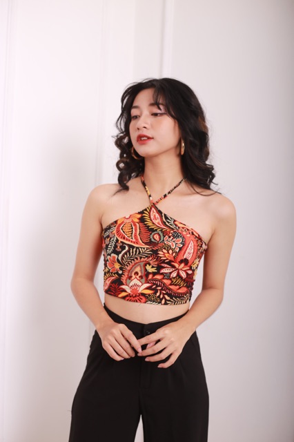 ĐỒ ĐI BIỂN /ĐI CHƠI - BRALETY TOP - YẾM BUỘC CỔ BÔNG HOA - A0039