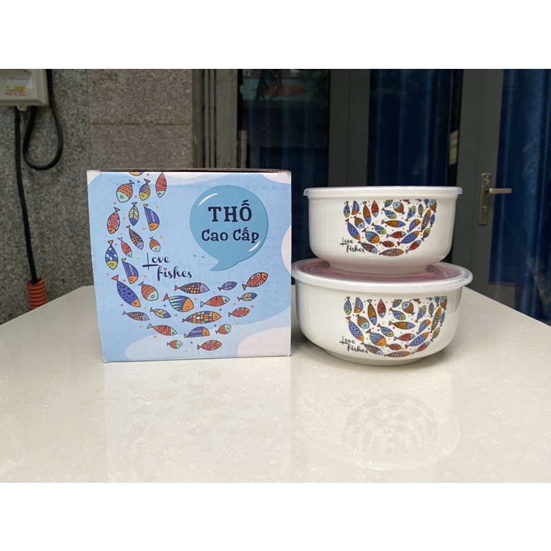 Bộ 2 thố sứ nắp nhựa _ Giao mẫu ngẫu nhiên