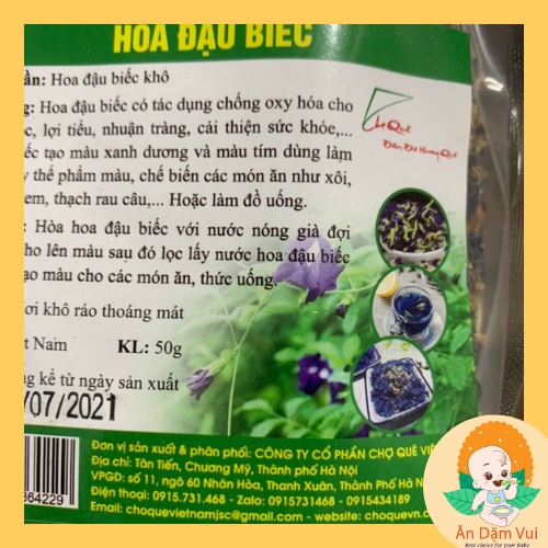 Hoa đậu biếc sấy khô chợ quê 50gr tạo màu sắc cho đồ ăn dặm, làm trà cho bé SAMI KIDS