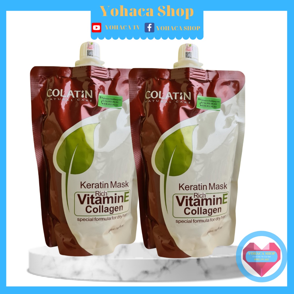 [Tặng Mũ]  KEM Ủ TÓC HẤP TÚI COLATIN VITAMIN E - COLLAGEN 500ML