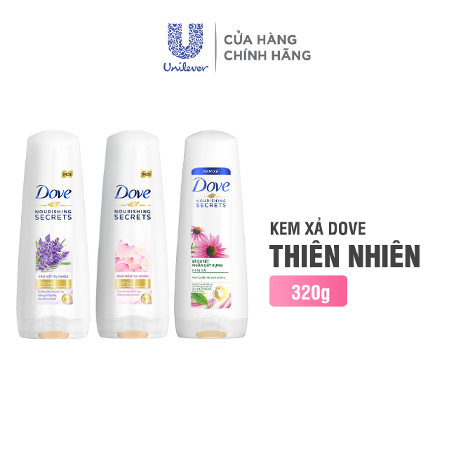 Kem xả Dove Chăm sóc tóc Tự Nhiên với hương liệu từ thiên nhiên dưỡng tóc chắc khỏe, mềm mượt 320g