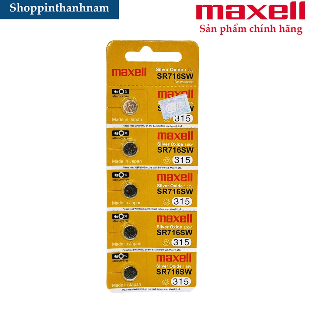 Vỉ 5 viên pin đồng hồ đeo tay Maxell SR626 / SR621 / SR920 / SR616 / SR521 / SR716 / SR721 / SR916 / SR927 / SR516