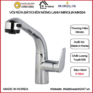 Vòi rửa bát/chén nóng lạnh rút dây mirolin mk 504 nhập khẩu hàn quốc