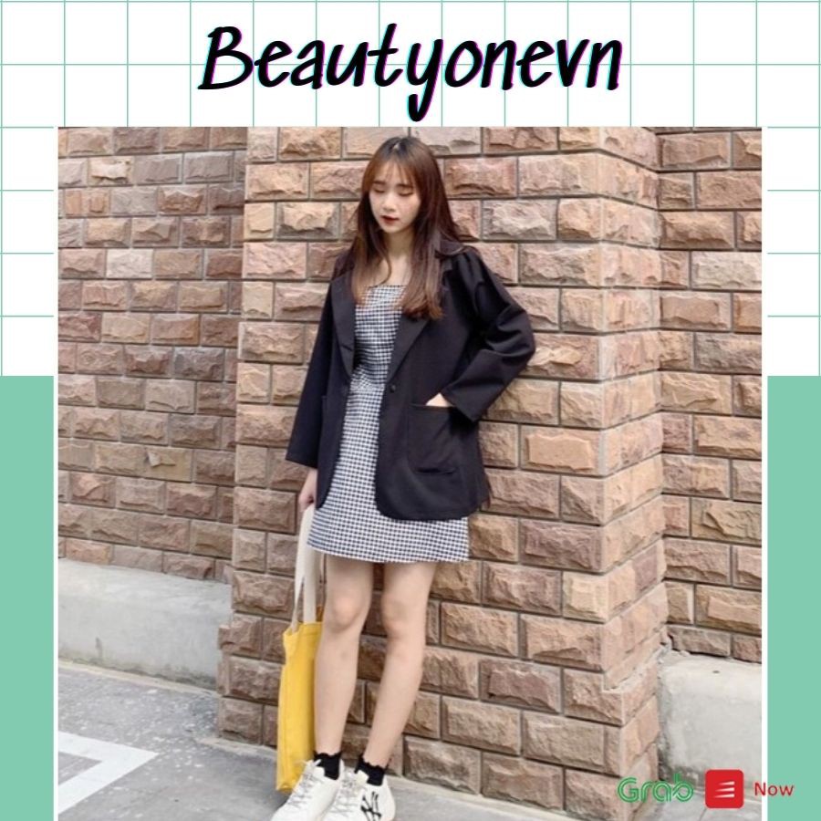 Áo blazer trơn-màu đen-màu be-màu trắng-Hàn Quốc[Ảnh/Video/Có Sẵn