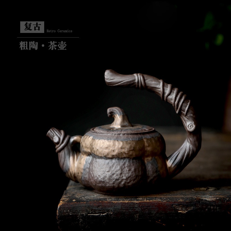 Bộ Ấm Trà Kung Fu Bằng Gốm Sứ Giả Gỗ Phong Cách Nhật Bản Kèm Bộ Lọc Pha Trà