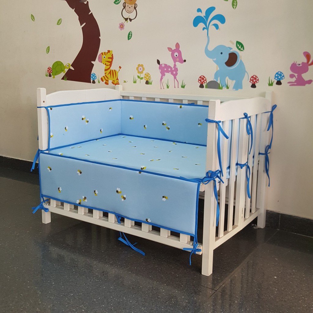 Combo Nệm, Quây, Ga Cao Cấp cho bé. kích thước 70x110 cm