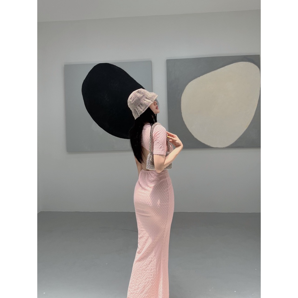 Đầm Nữ Dài Twisted Chest Dress , Chất Thun Cotton Gân Thái , WDD000071_SOMEHOW