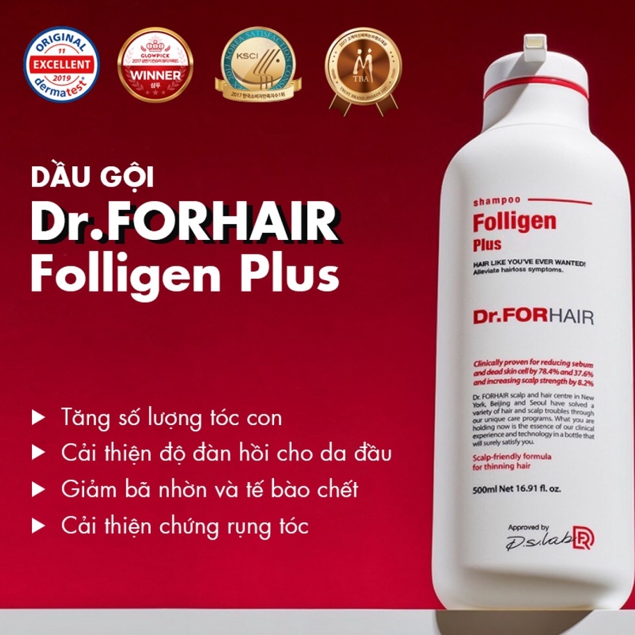 Combo Dầu Gội Ngăn Rụng Tóc Dr Forhair Folligen Plus 600ml - K2V Shop