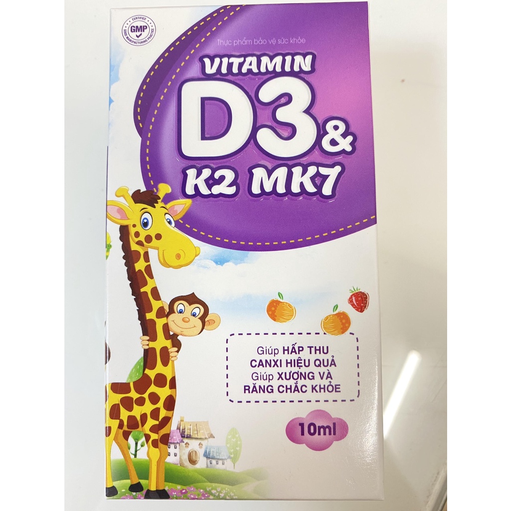 Vitamin D3k2 MK7.Tăng Cường Hấp Thu Canxi Giúp Xương Răng Chắc Khỏe .Lọ 10ml