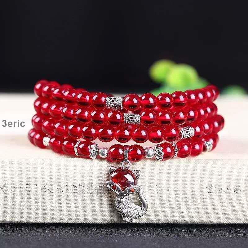 Set 108 Vòng Tay Chuỗi Hạt Đá Garnet Nhiều Lớp Cho Nữ