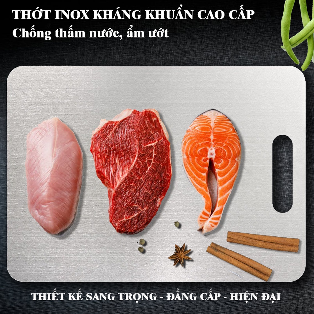 FOLLOW TẶNG 3KHÀNG CÓ SẴN THỚT INOX CAO CẤP 304 KHÁNG KHUẨN CHỐNG ẨM MỐC - 33,5x23cm  HÀNG VIỆT NAM - CHOPPING BOARD