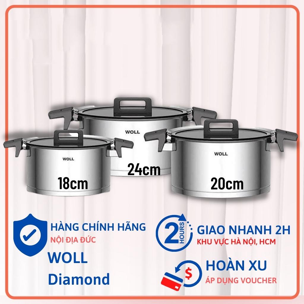 Bộ nồi bếp từ Woll Concept NCSET004 18-20-24cm dùng được cho bếp từ, lò nướng, tay cầm cách nhiệt