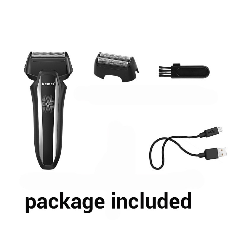 Máy cạo râu điện tử Kemei có đầu sạc usb dành cho nam đi kèm 2 lưới