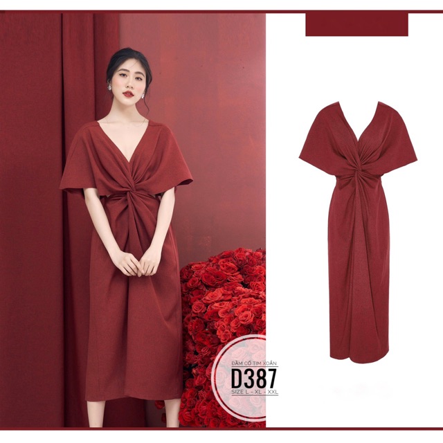 Bigsize Đầm cổ tim xoắn D387