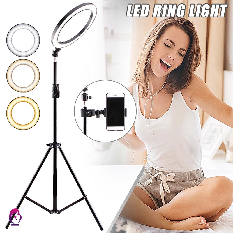 【Hàng mới về】 16cm LED Ring Light Lamp Selfie Camera Phone Studio Stand Video Dimmable Ring Light USB Fill Light with Holder Tripod