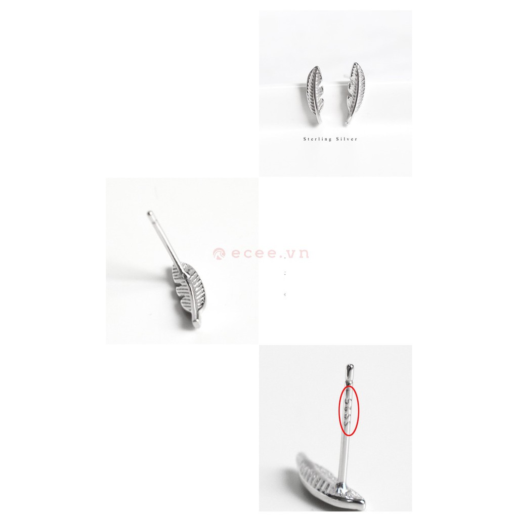 Khuyên tai lông vũ phong cách Hàn Quốc | 925 Sterling Silver Jewelry