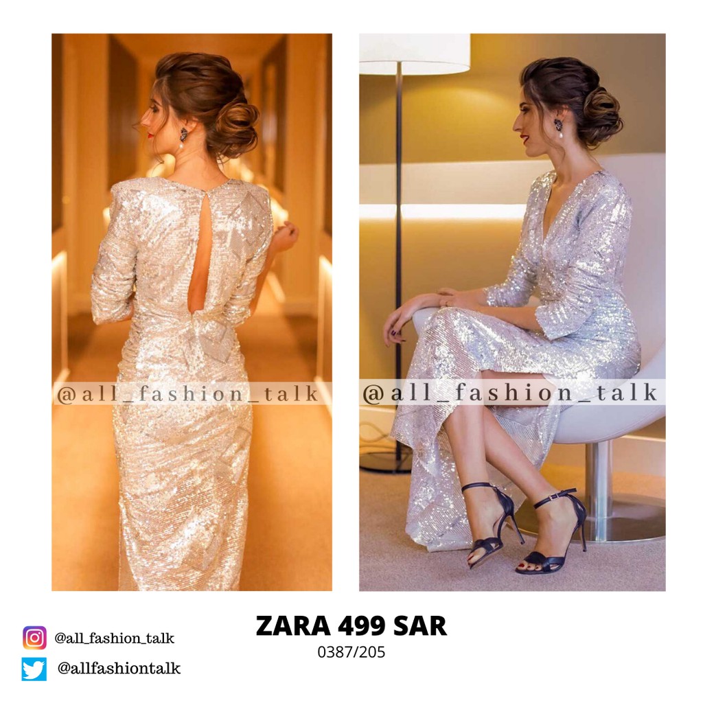Bill Đức - Đầm váy Zara sale auth new tag dạ hội kim sa dự tiệc xẻ tà cao cấp chính hãng bạc tay dài