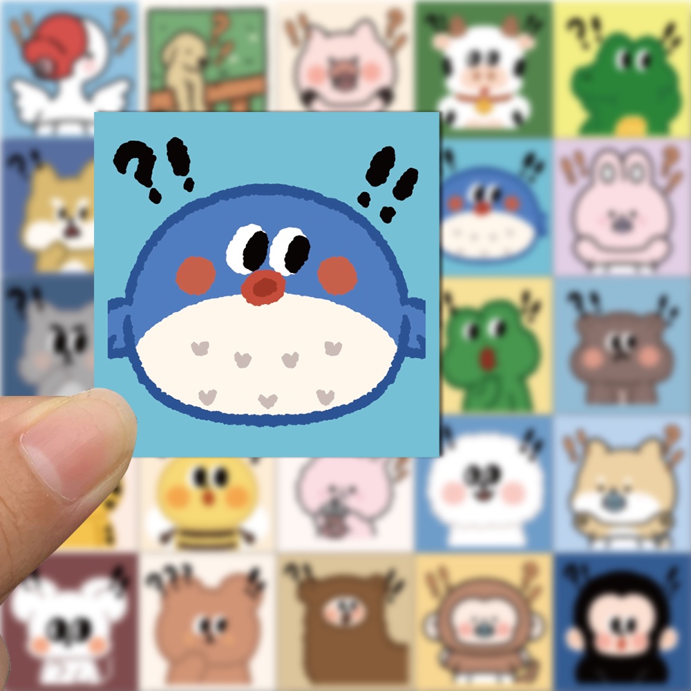 Bộ 50 Miếng Dán Trang Trí Cốc Nước/Máy Tính/Điện Thoại Chống Thấm Nước Họa Tiết Hoạt Hình Dễ Thương