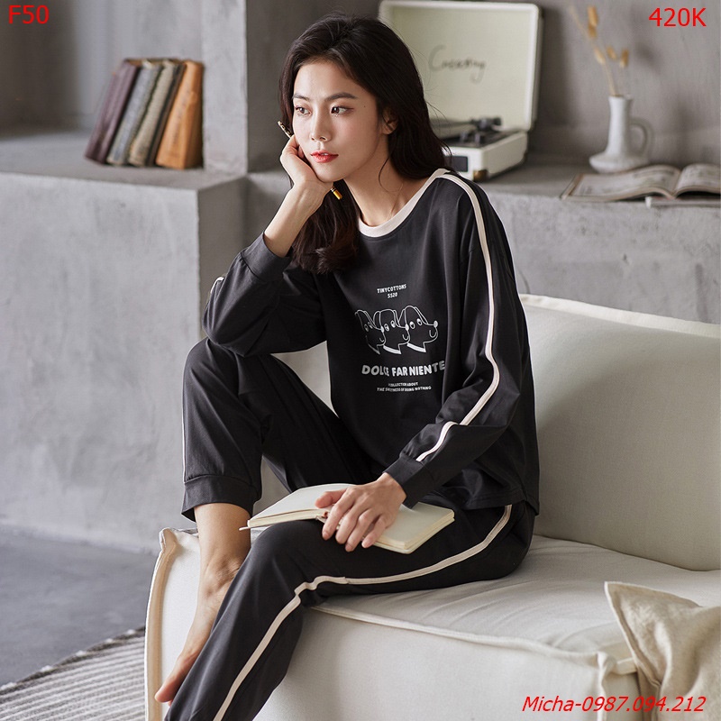 Bộ dài tay xám (vải dày vừa phải) - Micha F50