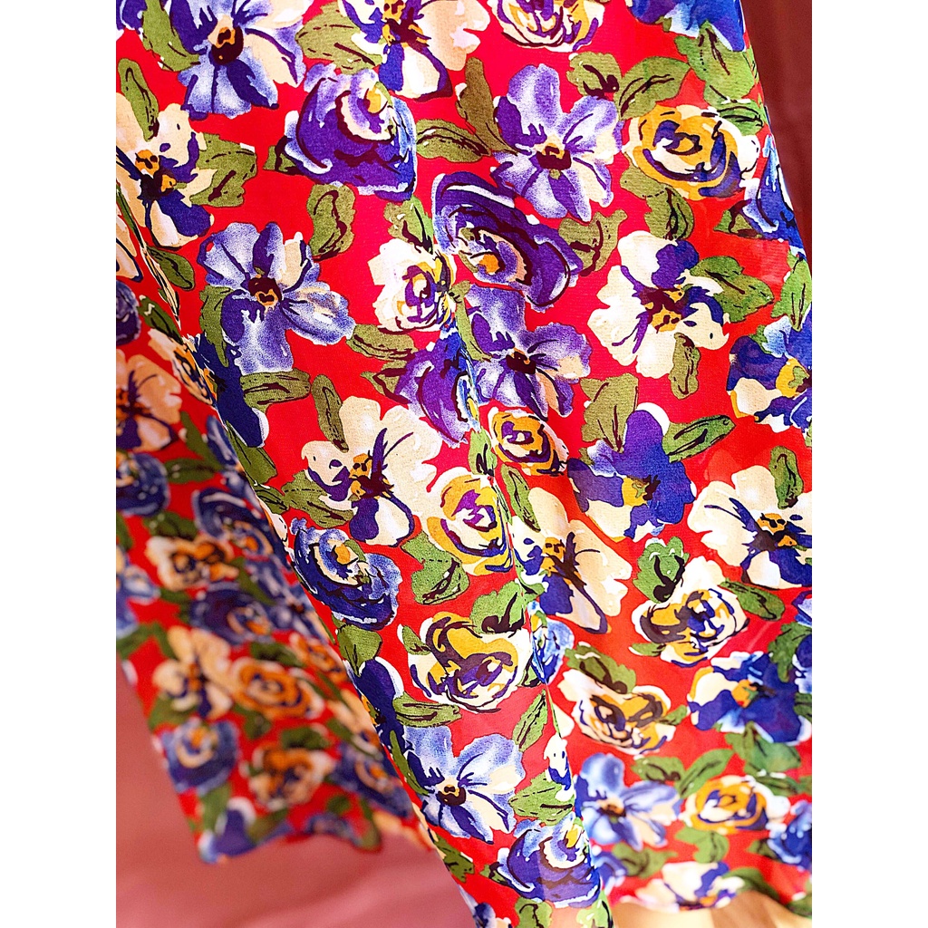 Chân Váy Maxi Hoa Nhí 2 Lớp, Váy Nữ Vintage Dáng Dài