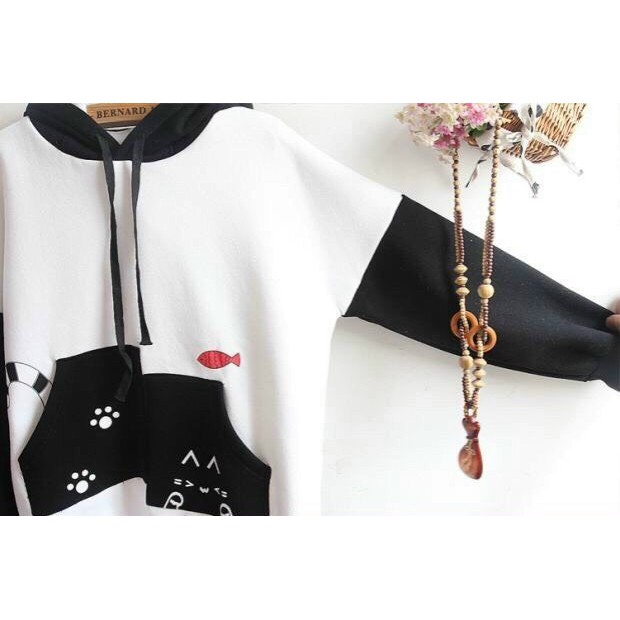 Nikafashion Áo Hoodie Nón Unisex Nam Nữ Chất Vải Nỉ Freesize 1 kích cỡ Form Dáng Rộng Dưới 65kg Mặc Đẹp Hình M.È.O.C.A