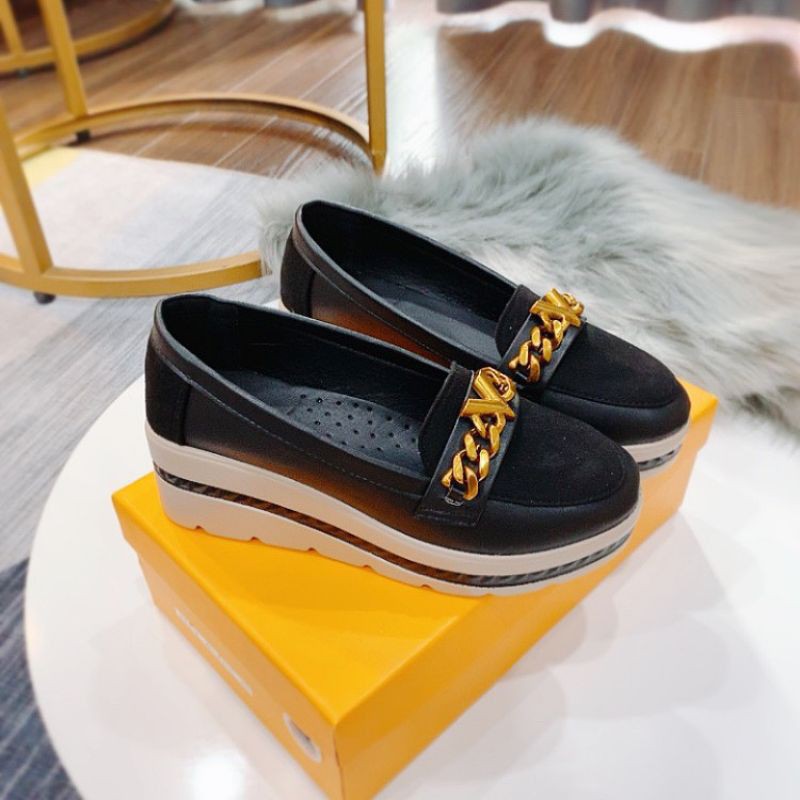 [HÌNH THẬT]Giày Lười  SP Độn Đế 4p Khoá Vàng Da Mềm Êm đẹp Fullbox