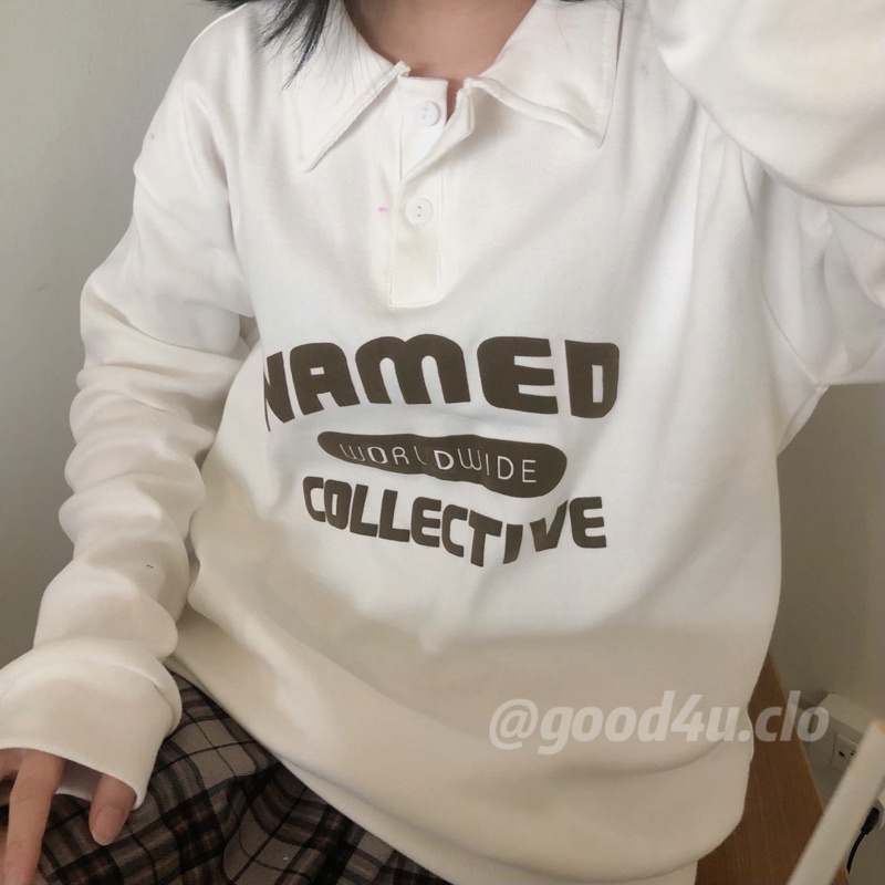 ÁO SWEATER POLO OVERSIZE ChẤT NỈ TĂM TAY BỒNG!!! Ảnh thật 100%