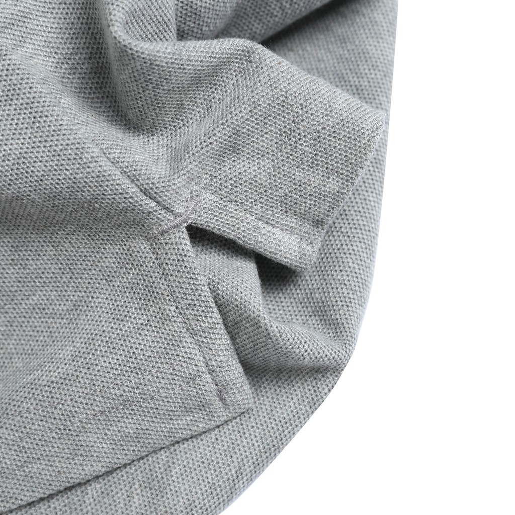Áo Polo Xám Nhạt Phối Bo Trơn vải Cotton mềm mịn CEFFYLO