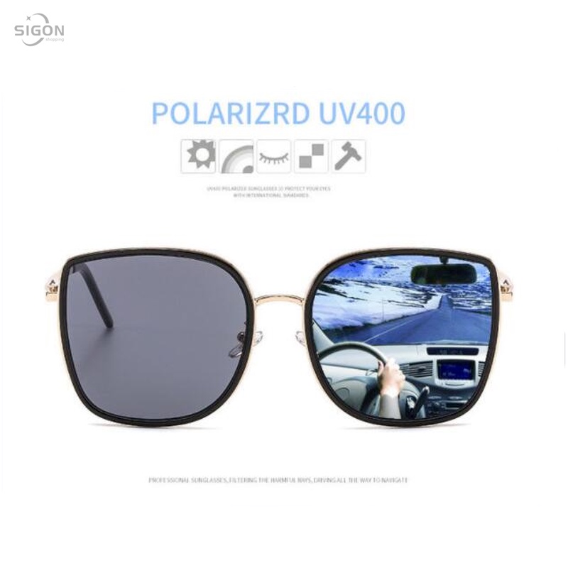 Kính Mát Nữ Gọng Kim Loại Lớn Chống Tia Uv Bảo Vệ Mắt