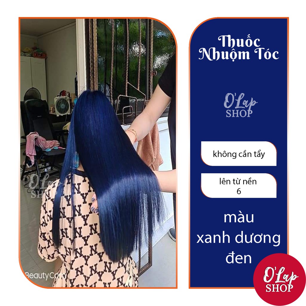 Thuốc nhuộm tóc xanh dương đen khói không tẩy giá rẻ tại nhà OLAP OL02