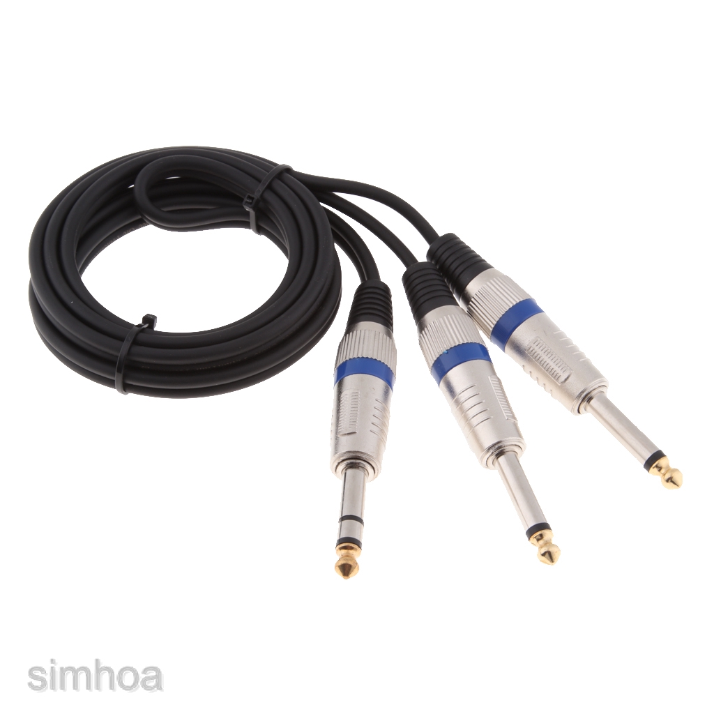 6.35mm 1/4&quot; TRS Stereo to Dual 1/4&quot; TS Mono Y Splitter Cable 1.5m