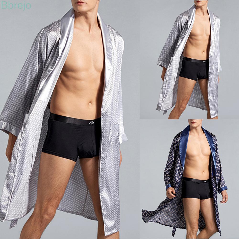 Áo choàng ngủ Kimono vải lụa satin sang trọng cho nam