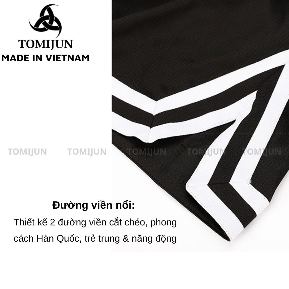 Quần đùi nam, quần short unisex TOMIJUN vải poly co giãn, form rộng, tập thể thao hay mặc nhà
