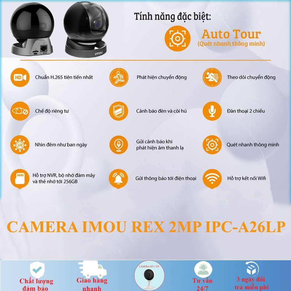 Camera WIFI IP Xoay 360 Trong Nhà REX IPC-A26LP IMOU 1080P Bảo hành chính hãng 24 tháng