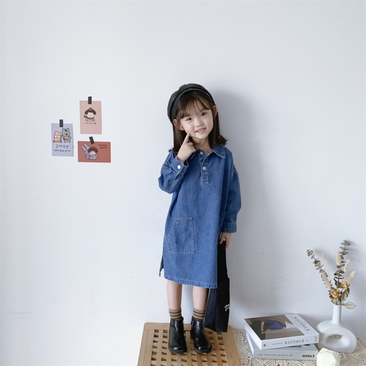 Áo sơ mi dáng dài cho bé/ Váy đầm jean bé gái dáng dài chất mềm phong cách Hàn Quốc hàng Quảng Châu chất đẹp