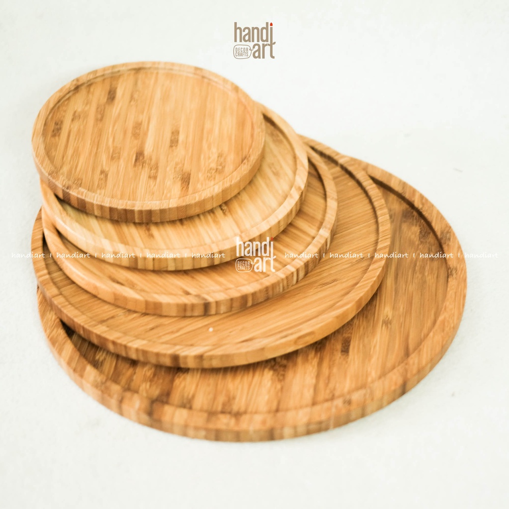 Khay gỗ tre hình tròn - Khay tre đựng thức ăn - Khay tre tự nhiên- bamboo wooden tray