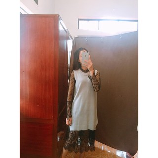 set váy len phối ren