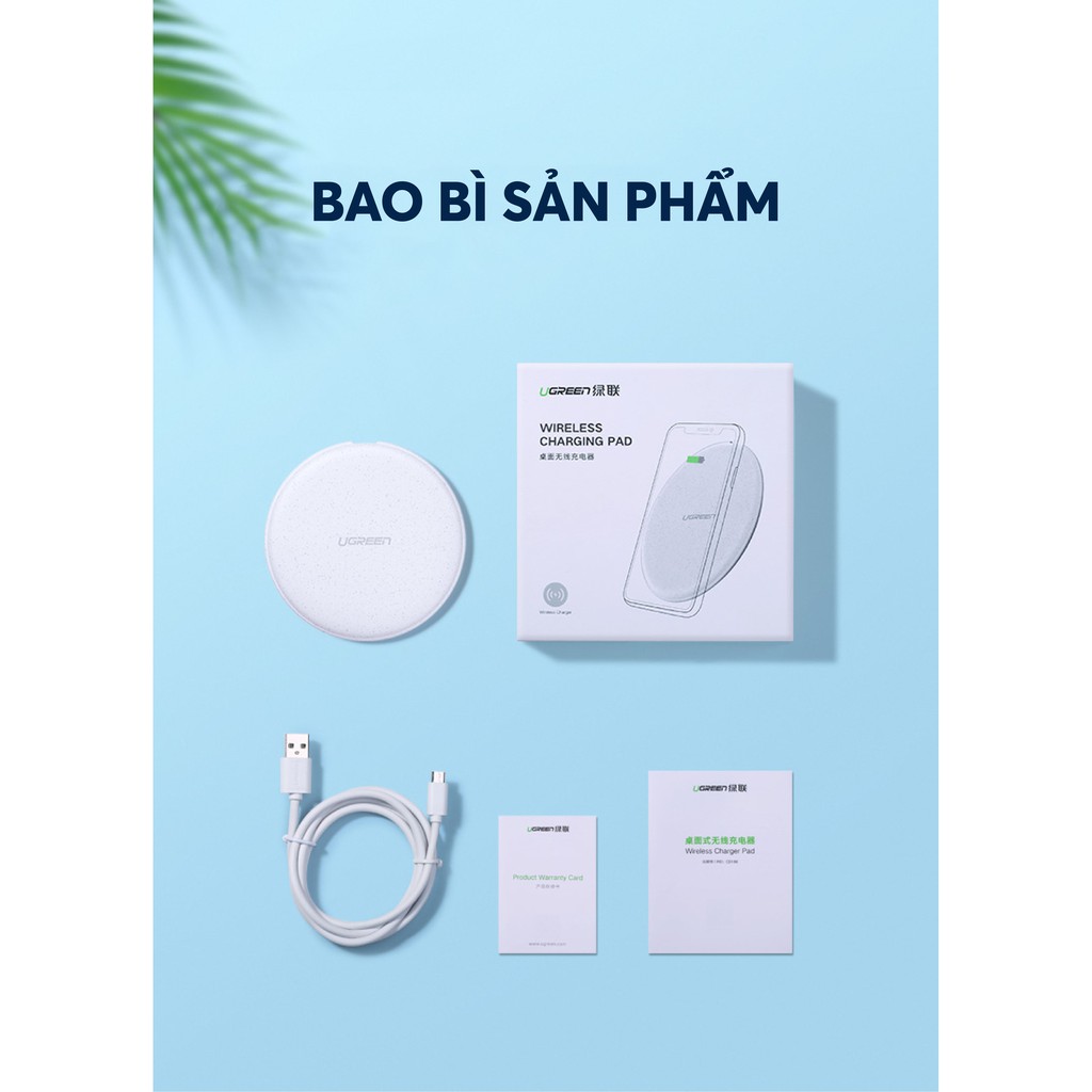 [Mã 2404EL10K giảm 10K đơn 20K] Sạc không dây công nghệ Qi 10W UGREEN 60112, sử dụng cho các dòng điện thoại iPhone