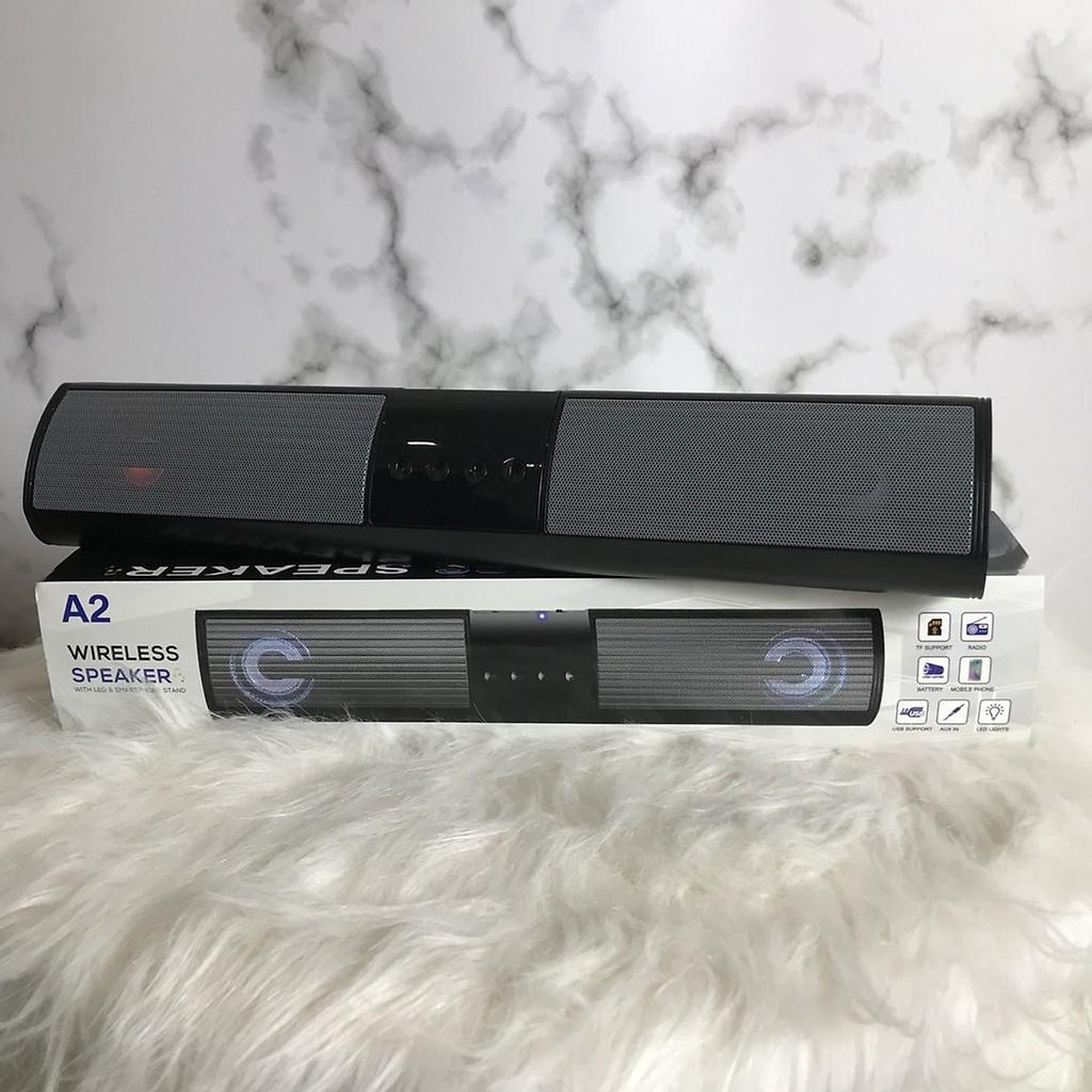 Loa Bluetooth A2 Để Bàn Wireless Speaker Soundbar Dáng Dài Có Đèn Led, Âm Thanh Hay, Bass Khỏe, Có Chân Cắm Jack 3.5mm