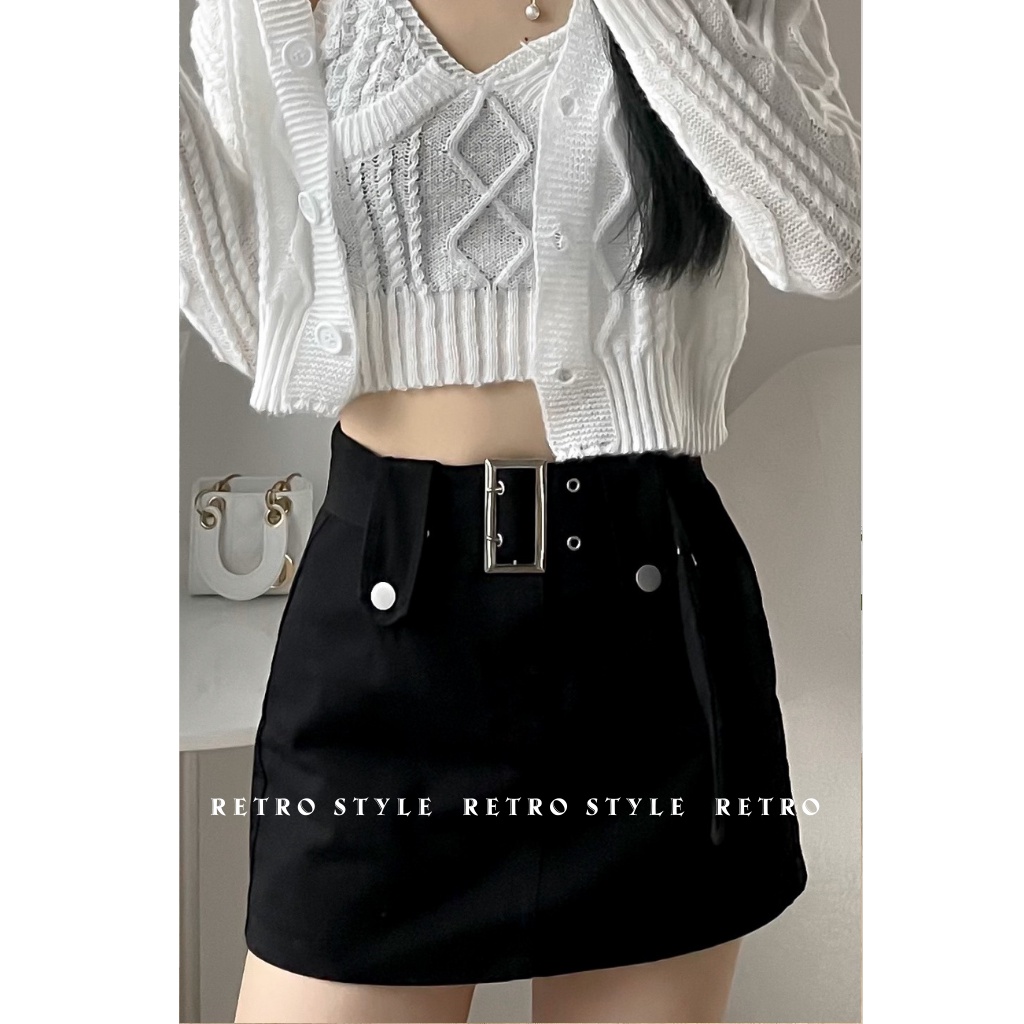 Chân váy kaki dáng ngắn kèm đai mã 757 Retrostyle