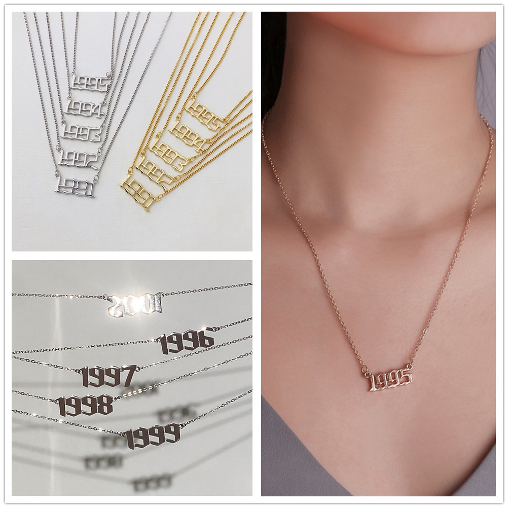 1 Vòng cổ Mặt Hình Chữ Số Năm Mới Retro Đơn Giản Thời Trang Dành Cho Cặp Đôi