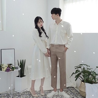 Set váy áo sơ mi nam nữ đẹp y hình