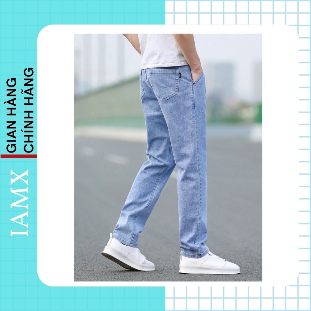 Quần jean nam xanh nhạt, quần bò nam dáng baggy ống rộng mẫu slimfit đẹp