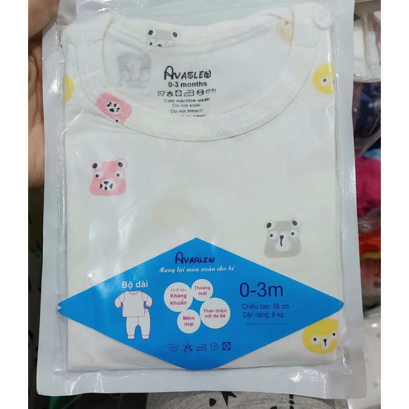 Bộ cộc tay thun lạnh Avaler trắng cho bé trai bé gái chất đẹp mát