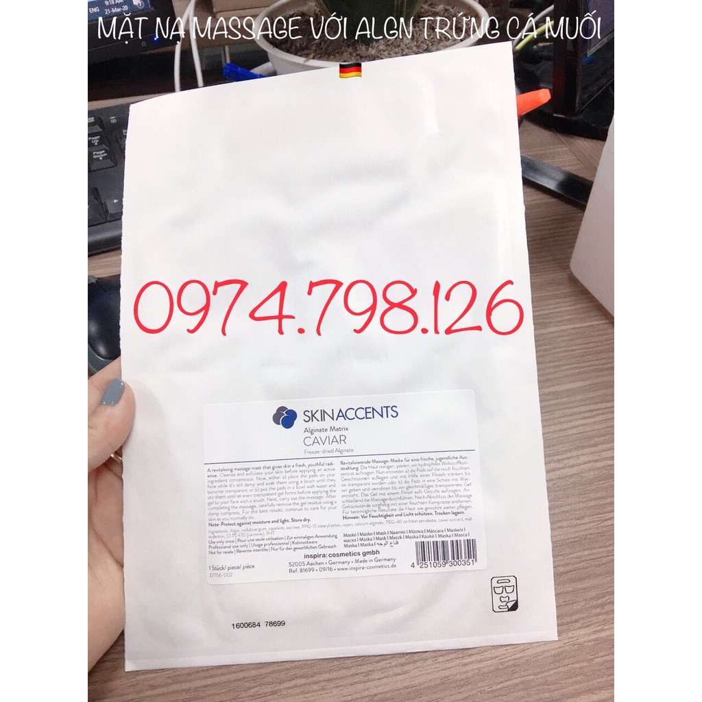 🍀MẶT NẠ MASSAGE VỚI ALGN (CÓ TRONG TẢO NÂU) “TRỨNG CÁ MUỐI’’ INSPIRA ALGINATE MATRIX "CAVIAR"
